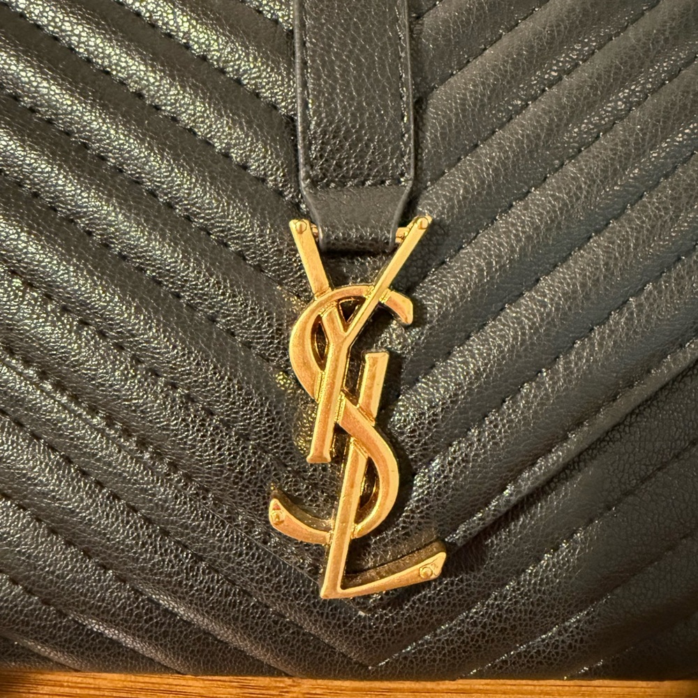 Saint Laurent Black Quilted Chevron Top-Handle Bag with Gold Hardware - Picture 2 of 15